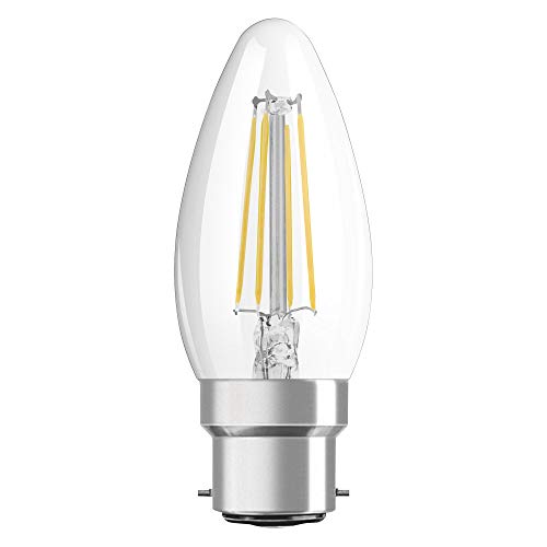OSRAM Filament LED Lampe mit B22d Sockel Kerzenform Warmweiss 2700K 4 W Ersatz für 40-W-Glühbirne klar LED Retrofit CLASSIC B 1 Stück 1er Pack