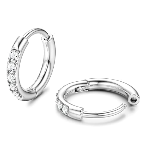 JeweBella G23 Titan Ohrringe Damen Herren Kinder Medizinische Ohrringe Hypoallergen Titan Creolen Ohrringe Helix Knorpel Piercing Ohr Klein Creolen 8 10 12 14mm