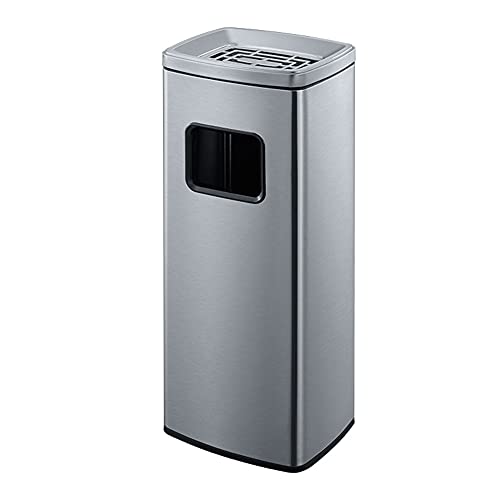 Standascher Standaschenbecher aus Edelstahl kommerzieller vertikaler quadratischer Aschenbecher for den Außenbereich Standaschenbecher for Einkaufszentren Hotels Parks und Flughäfen Silver