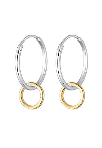 Elli Ohrringe Damen Kreis Geo Look Bi-Color in 925 Sterling Silber