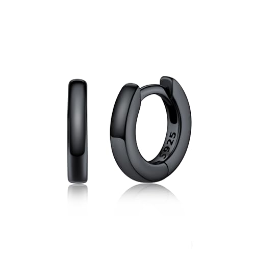 Silvora Schwarz Herren 6mm Hoop Glänzende Männer Frauen 6mm Ohrschmuck