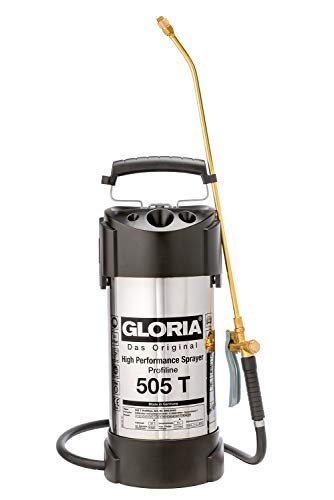 GLORIA Hochleistungssprühgerät 505 T Profiline 5 L Füllinhalt Profi-Drucksprüher aus rostfreiem Edelstahl Mit Zeigermanometer 6 bar Ölfest