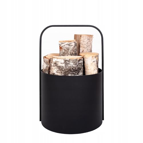 Kapaga - Holzkörbe Kaminholzregal innen Metall Holzlager innen Feuerholzregal Brennholzregal innen Holzaufbewahrung innen Kaminholzkorb Metal Kaminholzständer Holzlege Schwarz Black 40 cm