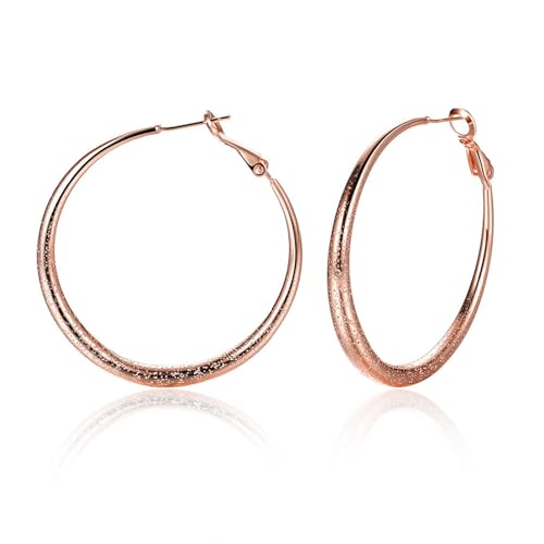 AMDXD Ohrringe Damen 18 Karat Au750 Rotgold Mattiert Hoop Creole Creolen 18K Rosegold Damenohrringe Echt Gold