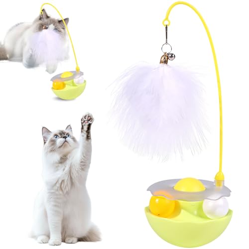  3 in 1 Glöckchen Katzenminze Track Ball Selbstbeschäftigung Kätzchen Zauberstab für zum Spielen Innen Gelb