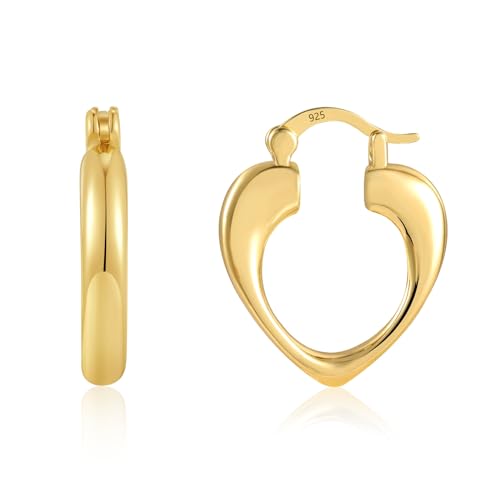 ALEXCRAFT Dick Klein 14K Goldener Vergoldete Heart Hoop Earrings Geschenk für Freundin Mama Mädchen