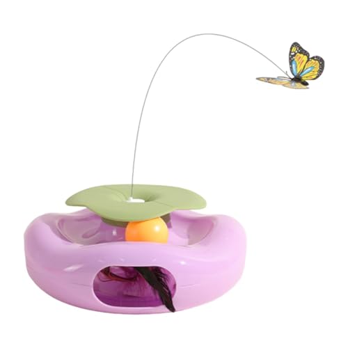 predolo Interaktives Katzen-Spielzeug Elektrischer Schmetterlings-Teaser Feder Spielautomat PP Material Selbstspiel Trainingsspielzeug für Wohnzimmer