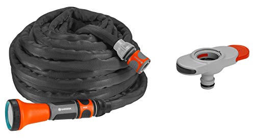 Gardena Textilschlauch Liano Set 10m Flexibler und robuster Gartenschlauch aus Textilgewebe Schlauch ideal für Balkon und Terrasse kein Knicken oder Verdrehen inkl. Indoor-Adapter 18427-20
