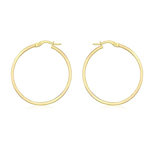  Earrings 18ct Yellow 30mm Rectangular Tube 7.53.3719