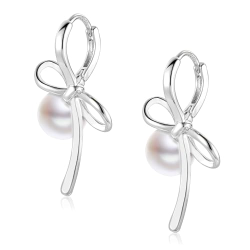  925 Kleine ASH S CHOICE Bow Earrings Bogen Kleine Anhänger Damen 925 Hängende Bogen Groß Schleifen Tropfen Lange