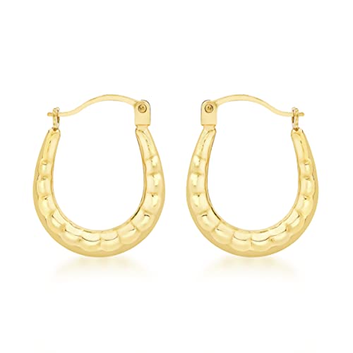 Tuscany Gold Damen-Ohrringe 375 Gelbgold 9ct Mini Textured Creole - 1.53.3879