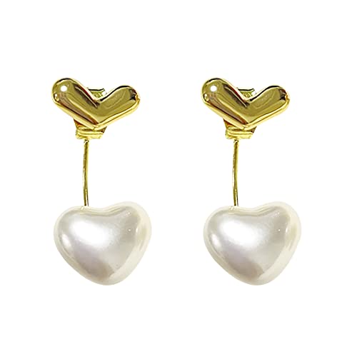 Damen Ohrringe Liebes-Herz-Perlen-Ohrringe für Teenager-Mädchen Minimalistische Piercing-Ohrstecker Trendige Ohrringe Ohrringe Creolen Eckig Gold One Size