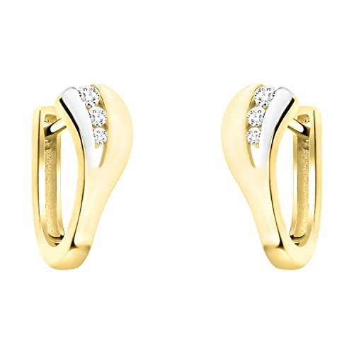 SOFIA MILANI - Damen Ohrringe 925 Silber - teils vergoldet golden mit Zirkonia Steinen - Bicolor Creolen - E1705