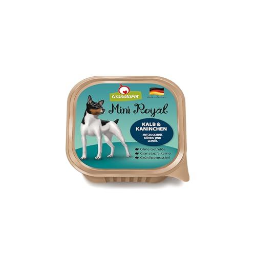 GranataPet Mini Royal Kalb Kaninchen Nassfutter für Hunde Hundefutter ohne Getreide ohne Zuckerzusatz Alleinfuttermittel für ausgewachsene Hunde 11 x 150 g