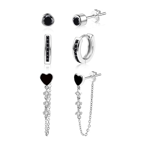  925 Hypoallergene Stapel Piercing Ohrring Set für Mehrere Ohrlöcher Zirkonia Chirurgenstahl Ohrstecker 925 Kleine für Frauen