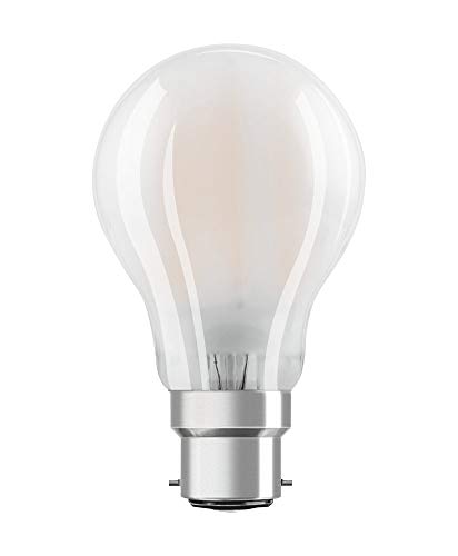 OSRAM Filament LED-Lampe mit B22d Sockel Warmweiss 2700K klassiche Birnenform 7W Ersatz für 60W-Glühbirne matt LED Retrofit CLASSIC A