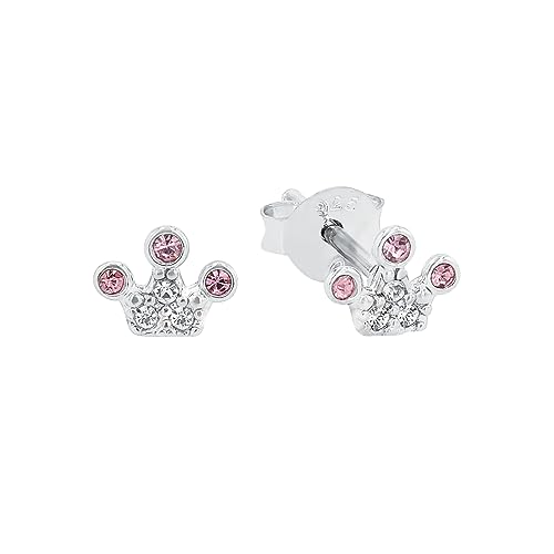 Prinzessin Lillifee Ohrstecker 925 Sterling Silber Mädchen Kinder Ohrschmuck mit Glas 0 5 cm Silber Krone Kommt in Schmuck Geschenk Box 2036940