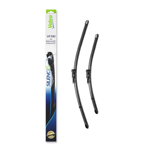 VALEO Silencio Wischer - VF381 - Leistungsstarke hervorragende Sicht auf der Straße einfache Montage - originale Flachblätter 650mm 475mm - Vorne - Set mit 2 Wischerblättern - 574481