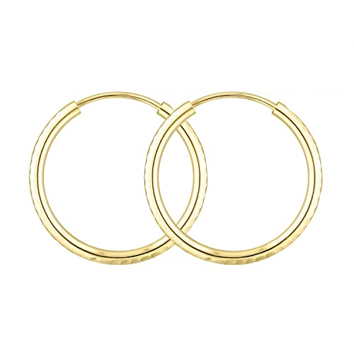 EDELIND Creolen 375 Gold 30mm - Set für Damen Mädchen 9 Karat Gelbgold Breite 2mm - Frauen Ohrschmuck Mit Schmuck Geschenk Box Made in Germany