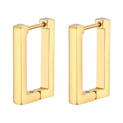 JewelryWe Rechteckige für Gold Rechteck Klein Huggie Geometrische Eckige Punk Ohr Piercing Hypoallergen Ohrschmuck