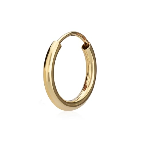 NKlaus Einzel 585er 14 Karat Gold gelbgold Creole Ohrring Ohrschmuck 1 8mm rund Goldohrring 13mm 9028