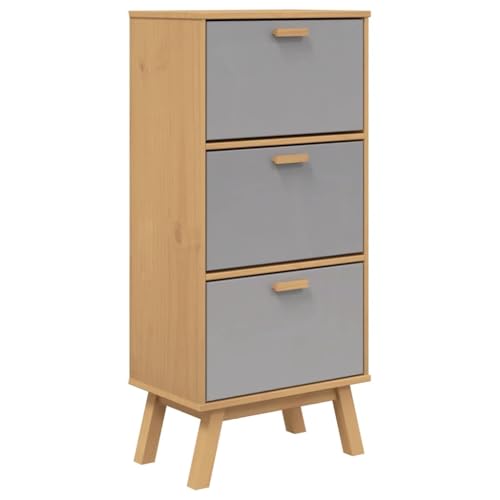 SKM Olden Grau Braun 55x35x120cm Massivholz Kiefer Heim Garten Haushaltsbedarf Aufbewahrung Ordnungssysteme Kleideraufbewahrung Schuhregale  schränke Grau 19.25kg 358619