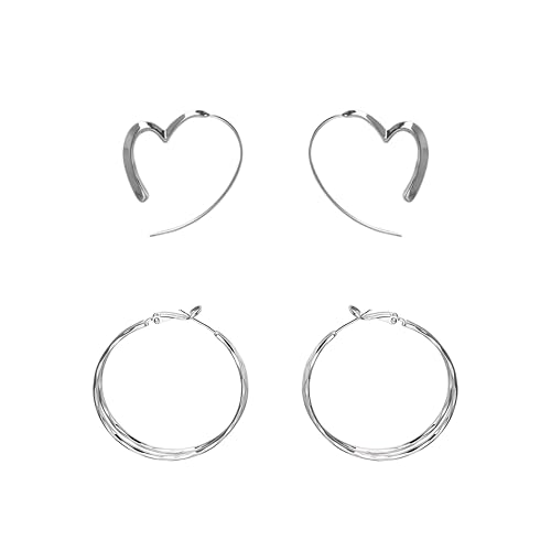 Lolileo 2 Paare Kreolische Und Mädchen Spiralring Hypoallergene Schlaf S925 Runde Set Geeignet für Männer Frauen Und Mädchen B