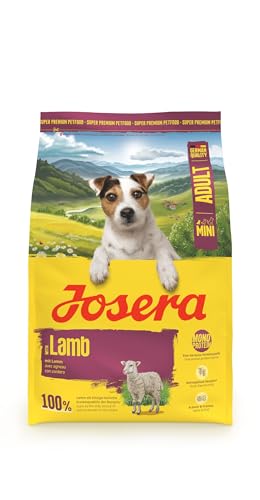 JOSERA Mini Adult Lamm 1 x 3 kg Premium Trockenfutter für ausgewachsene Hunde Kleiner Rassen mit Süßkartoffel Kräuter Früchten kleine Kroketten extraverträglich getreidefrei 1er Pack