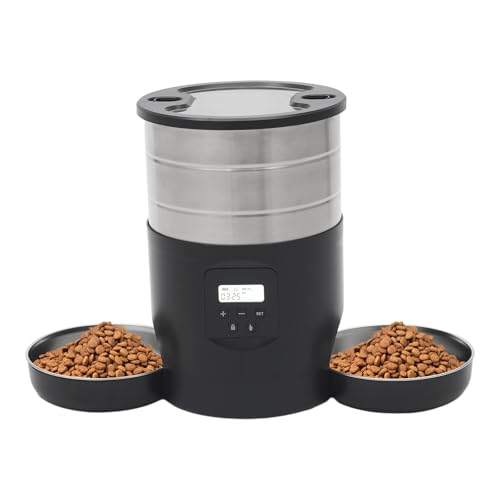 5L Katze 2 Näpfe Automatisierte Futterspender Futterspender für Hunde 1 4 Mahlzeiten Tag mit Timer Steuerung Duale Stromversorgung für Klein Mittlere Haustiere