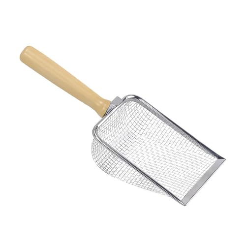 Feine Katzenstreuschaufel mit langem Griff Schaufel aus massivem Metall für effiziente Reinigung Präzisionssiebe