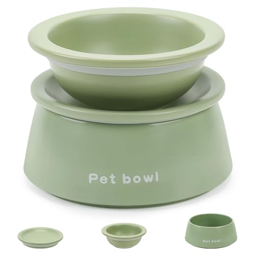 PETTOM 3 Stück Katzennapf Keramik Katzennapf Erhöht Futternapf Katze 3 Näpfe Katzennäpfe Katzen Fressnapf und Wassernapf