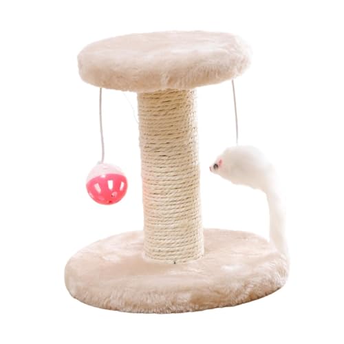 Milageto Katzenkratzbaum Katzenklettergerüst für Hauskatzenübungsspielzeug Niedlicher Ballturm für Kätzchen Beige
