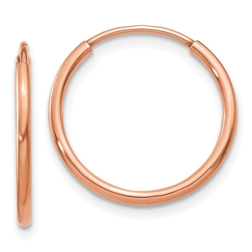 14 Karat Ros gold 1 2 mm poliert endlose Creolen Maße 15 9 x 16 5 mm breit 1 25 mm dick Schmuck für Damen One Size Metall Ros gold Goldfarben Metall Rotgold Kein Edelstein