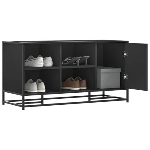Fasba Schuhbank Schwarz 100x40x53 5 cm Holzwerkstoff und Metall Schuhregal Aufbewahrungsbank Schuhbank für Wohnzimmer Büro Flur849214
