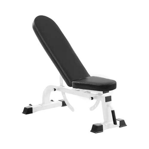 Hantelbank Mit Rad Faltbare Mehrzweck-Bankpresse Verstellbare Rückenlehne Und Sitzkissen 500 Kg Tragfähigkeit For Ganzkörperübungen Im Heim-Fitnessstudio White