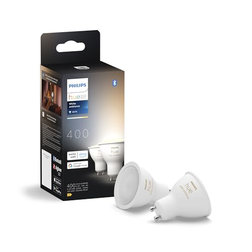 Philips Hue White Ambiance 2er 400lm dimmbare Lampen für das Hue Lichtsystem mitßem Licht smarte Lichtsteuerung über Sprache und App