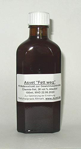 Asvet 200ml Fett Weg Kräuter-Tropfen zum Abnehmen Appetithemmer Fatburner 100% vegan natürlich GP EUR 18 45 100ml