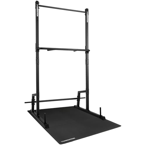 GORNATION Pull Up Station Klimmzugstange Freistehender Power Tower Klimmzugstation Kraftturm für Zuhause Fitness Rack für Klimmzüge Calisthenics Schwarz Mit Dip-Erweiterung Bodenmatten