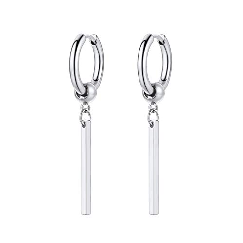 PROSTEEL Damen Ohrringe Herren mit Stäbchen Anhänger Edelstahl Huggie Ohrhänger Mini Creolen Ohrringe Punk Gotik Stil Ohrpiercing Ohrschmuck Accessoire für Alltagsleben