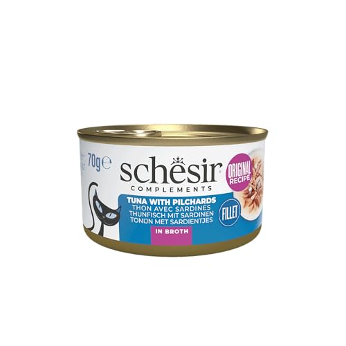 Schesir Cat Dose in Brühe Thunfisch Sardinen 70g Menge 24 je Bestelleinheit