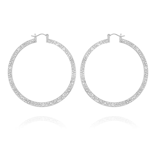 GUESS Creolen mit Kristallstein versilbert