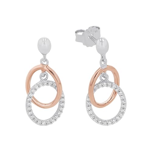 Amor Ohrhänger 925 Sterling Silber Damen Ohrschmuck mit Zirkonia synth. 2 cm Bicolor Kommt in Schmuck Geschenk Box 2022611