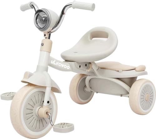 UBRAVOO Baby Lauflern Pedalen Coole Lichter Robuste Räder Bequemer Sitz für 1 5 Jährige Mädchen Jungen Weiß