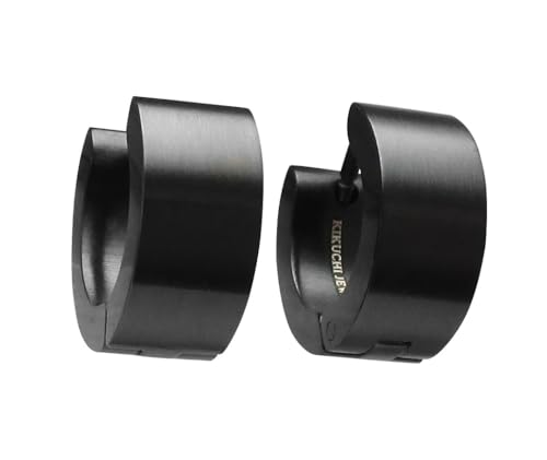 Herren Ohrringe Schwarz Matt Titan Stab Männer Edelstahl Klapp Creolen Gebürstet Kantig Gerade 13 4 mm 6 mm Ohrclicker ERTS007