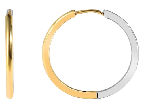 Akzent Wasserfeste Edelstahl Ohrringe Creolen in Bicolor für Damen 100% Wasserfest Hautverträglich