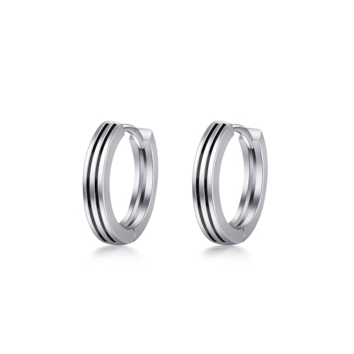 PHNIBIRD 925 Gestreifte Kreolen 15mm Unisex Schmuck für Männer
