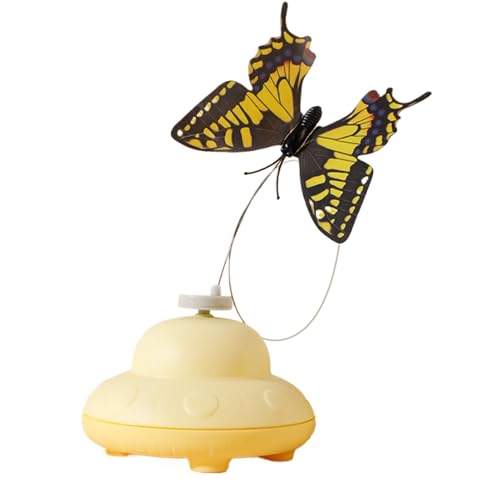 Generisch Cat Butterfly Toy Automatic Electric Pet Wand Rotating Butterfly Motion Mental Stimulation Exercise for Home Travel Play Use 2.95x2.95x2.17 Inches Yellow Color 1 Piece