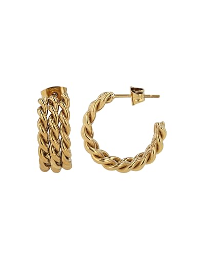 Akzent Wasserfeste Edelstahl Ohrringe Creolen Damen in Silber Gold 100% Wasserfest Hautverträglich Gold