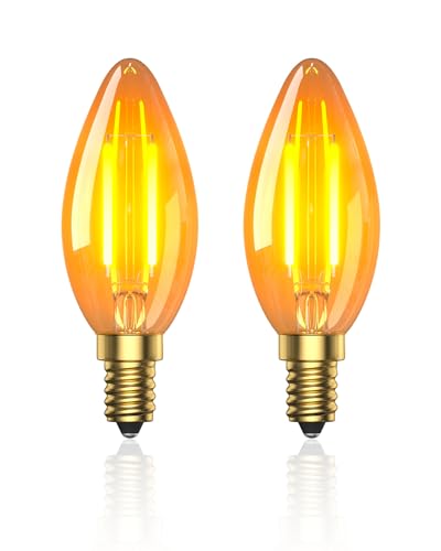 Klarlight 2.5W Glühbirne E14 LED Warmweiss 2200K C35 LED Lampe E14 Vintage Amber SES Mini Birne 20W Äquivalent Nicht Dimmbar 2 Stück