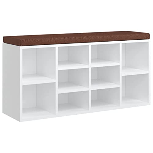 vidaXL Schuhbank Schuhschrank Schuhregal Schuhständer Sitztruhe Schuhablage Sitzbank Bank Flurbank Stauraum Hochglanz-Weiß 103x30x48cm Holzwerkstoff